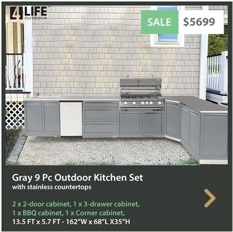 Gray Corner Stainless Steel Outdoor Kitchen Cabinet G40005 4 Life