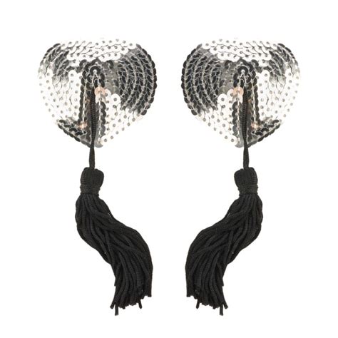 Silver Heart Nipple Tassels Nipple Tassels Uberkinky