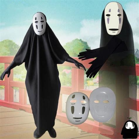 Kaonashi Cosplay Costume Japanese Anime Spirited Away No Face Ghost Costume Gloves Mask