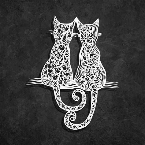 Openwork Cat Metal Wall Art Cats In Love Romantic Decoration Etsy