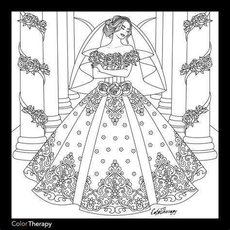 Cream Wedding Dresses Wedding Coloring Pages Coloring