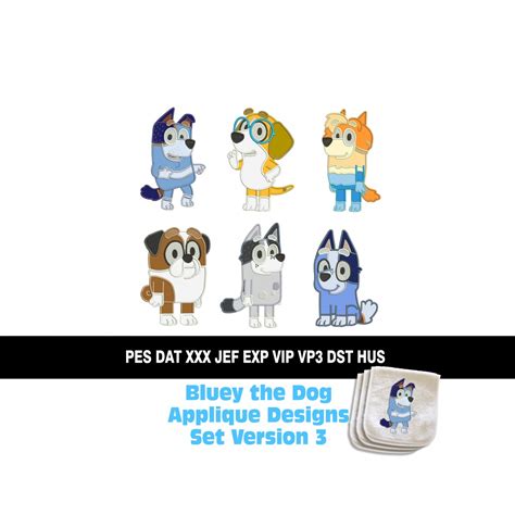 Bluey The Dog Applique Designs Set Version 3