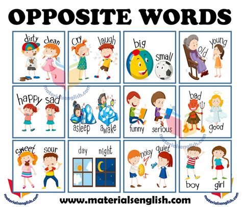 Opposite Words Materials For Learning English