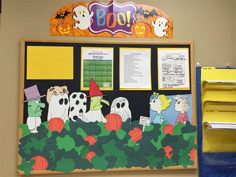 Halloween Themed Bulletin Board With Great Pumpkin Charlie Brown