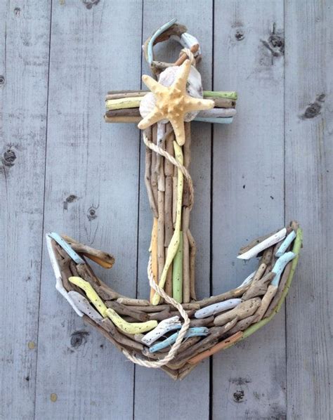 Driftwood Seashell Anchornautical Home Décor Wooden Wall Anchor ~by
