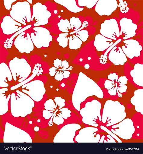 Seamless Pattern With Hawaiian Hibiscus Flower Vector Image