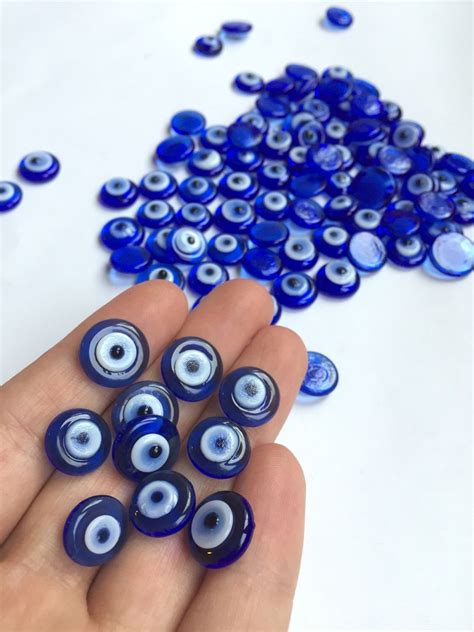 Dark Blue Evil Eye Flat Beads 10 Mm Glass Evil Eye Beads