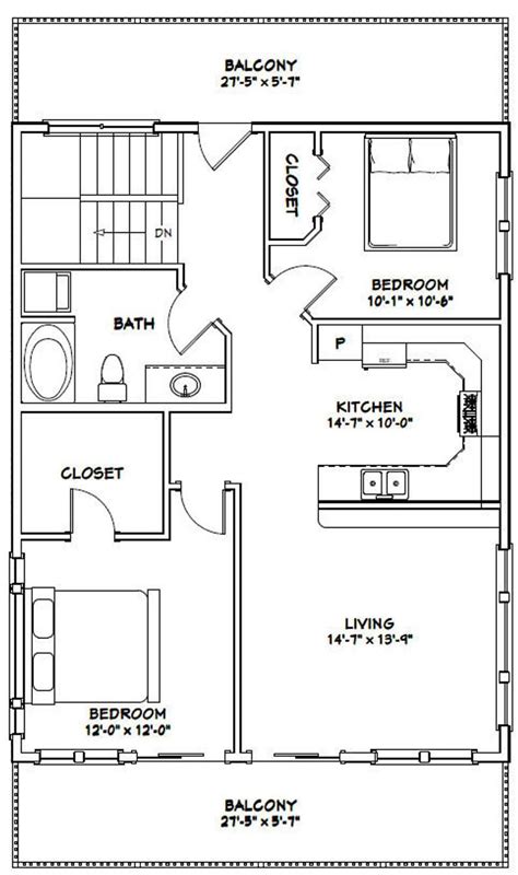 28x36 House 2 Bedroom 1 5 Bath 1170 Sq Ft Pdf Floor Etsy Floor Plans Garage House Plans