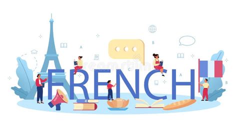 French Typographic Header Language School French Course Stock Vector Illustration Of Language