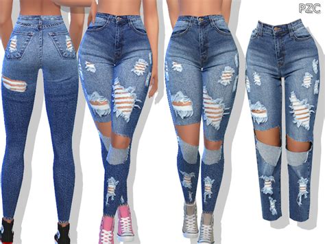 Pzc Ripped Denim Jeans By Pinkzombiecupcakes At Tsr Sims Updates