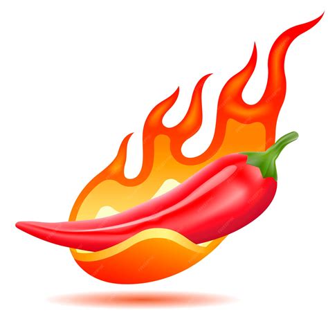 Premium Vector Red Hot Chili Pepper On Fire