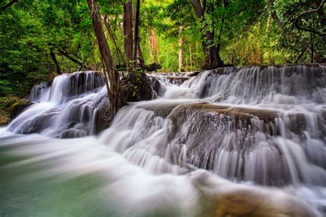 Level Six Of Huai Mae Kamin Waterfall Stock Image Image Of Purity