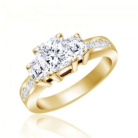 Gia Certified Princess Cut 18k Gold Diamond 200 Carat Engagement Ring