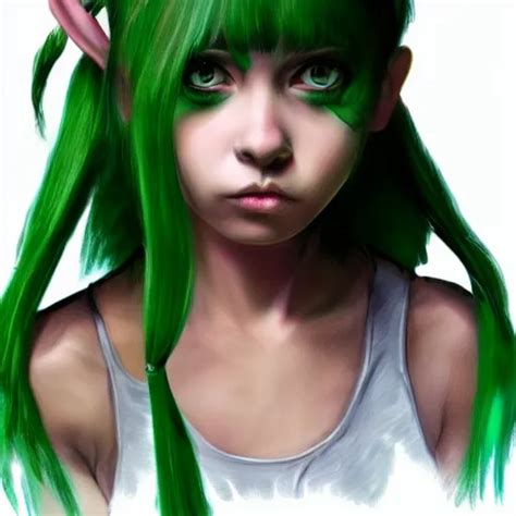 Artstation Young Girl With Green Eyes And Pigtails Her Stable