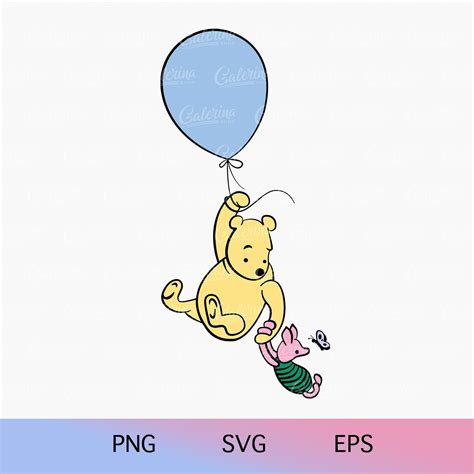 Winnie the Pooh SVG PNG, Pooh Baby Shower, Blue Balloon, Classic Pooh