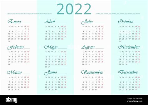 Calendario 2022 Imágenes Vectoriales De Stock Alamy
