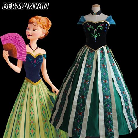 Bermanwin High Quality Luxury Adult Princess Anna Costume Anna