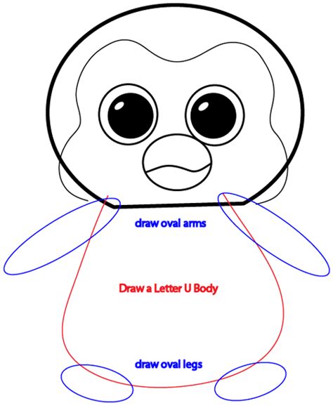 How To Draw Stuffed Baby Penguins With Easy Step By Step