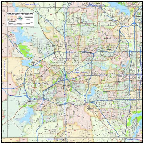 Tarrant County Zip Code Map Texas Map Store