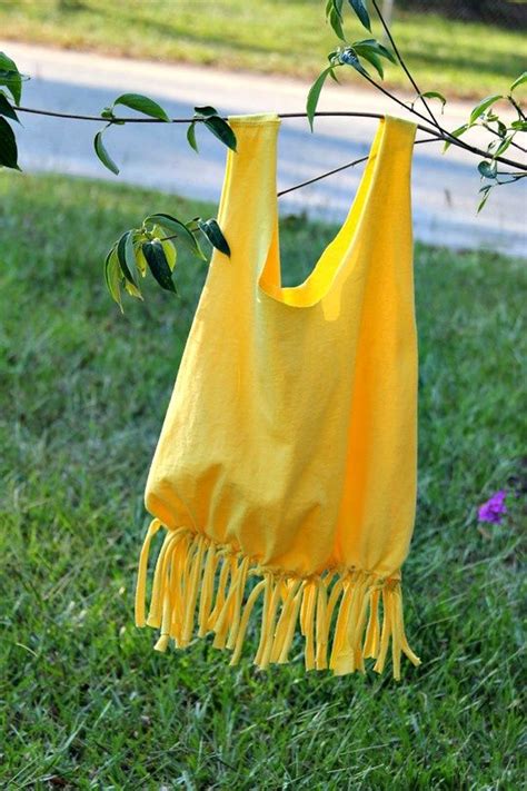 Fringed No Sew T Shirt Tote Diy T Shirt Printing T Shirt Diy Shirt