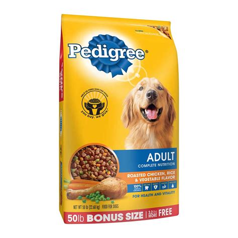 Pedigree Adult Chicken Flavor Dry Dog Food Special Fiber Blend 50 Lb
