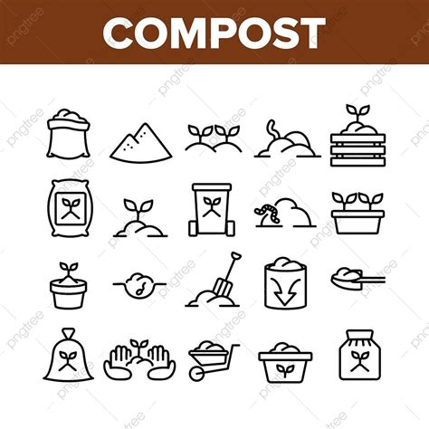 Soil Compost Vector Hd Images Compost Ground Soil Collection Icons Set
