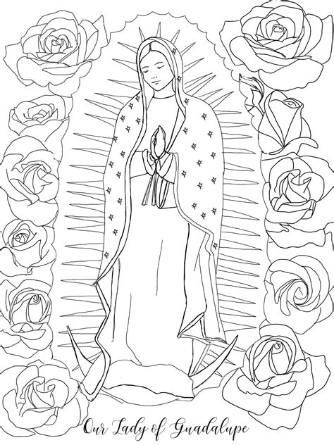 Printable To Color Of La Virgen De Guadalupe Coloring Pages Virgen My