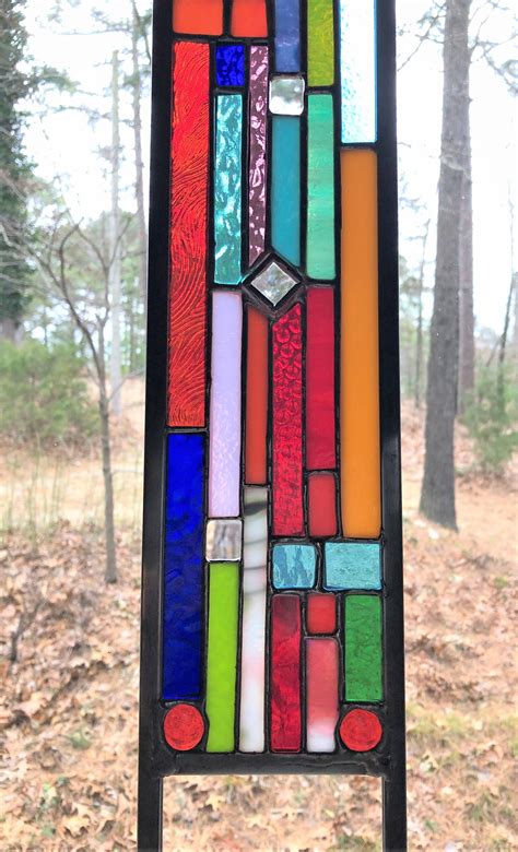 Stained Glass Garden Art Glass Garden Yard Art Garden Etsy Canada Glass Garden Art Mosaic