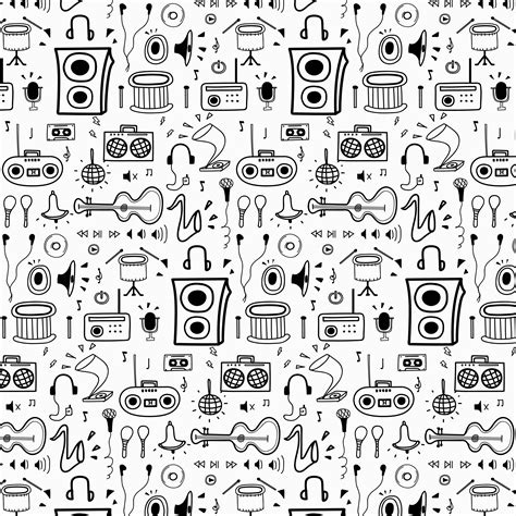 Pattern With Line Hand Drawn Doodle Music Background Doodle Funny