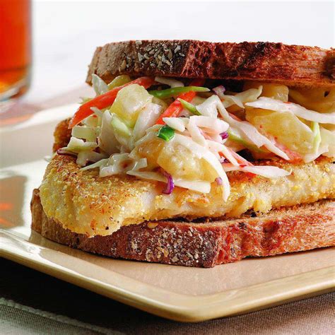 Crispy Fish Sandwich With Pineapple Slaw Recipe Eatingwell