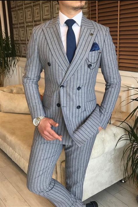 grey pinstripe wedding suit gentleman style giorgenti custom suits nyc mens pinstripe suit