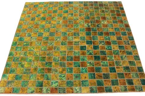 Wunderschöner designerteppich im used look patchwork style in der größe 3x2,2m (genaues maß: Patchwork Teppich Grün Türkis Gold in 210x210cm (1001-2353 ...