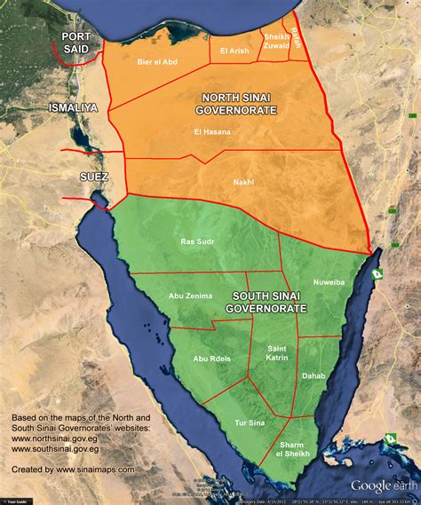 Map Of Administrative Areas In The Sinai Peninsula Sheikh Sina