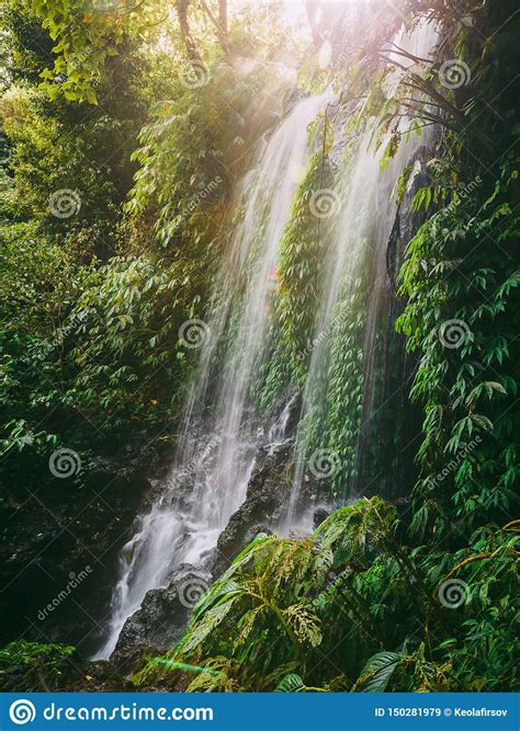 Waterfall With Sunshine In Bali Stock Image Image Of Recreation