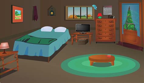 Village Room Inside Interior With Cozy Bed Furniture Etc Vector Illustration Cartoon