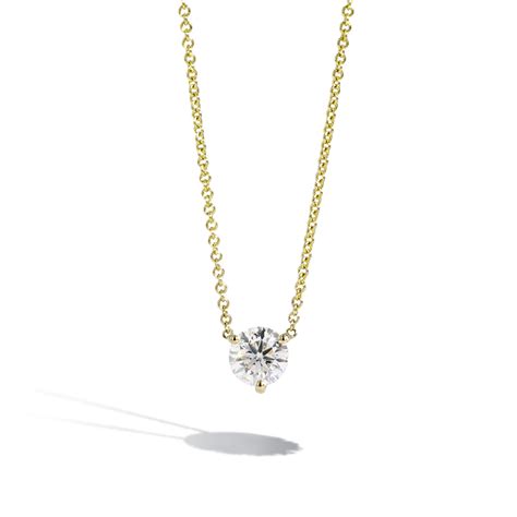 Diamond Soliatire Necklace Round Diamond 1 Carat 14k Yellow Gold