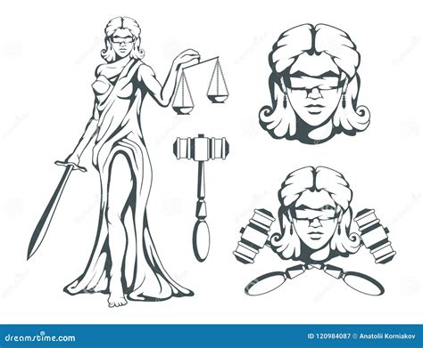 Themis - Ancient Greek Goddess of Justice. Hand Drawn Scales of Justice