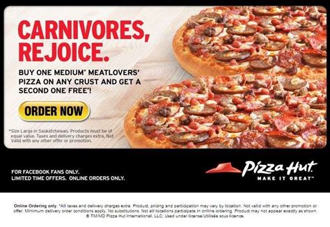 Valid on medium signature & supreme pan pizzas. Pizza Hut Medium Meatlovers' Pizza Buy 1 & Get 1 Free(exp ...