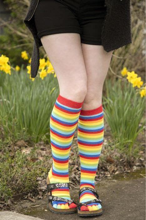 Rainbow Stripe Knee High Toe Socks Toe Socks Plus Size Tights