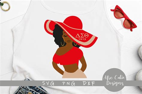 Delta Sorority Woman Red Hat African American Afro Woman Etsy