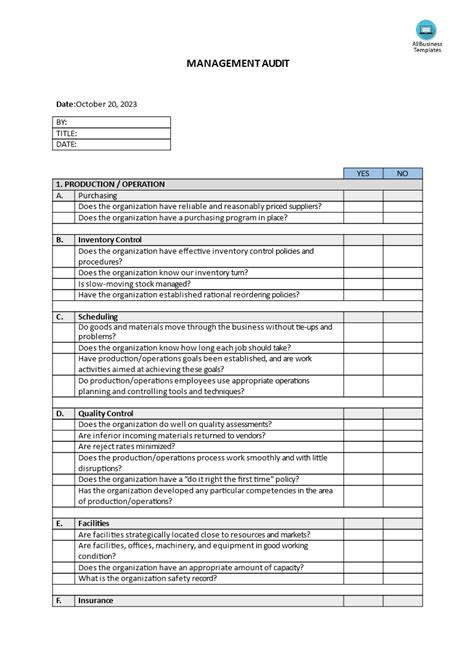 Audit Tool Template