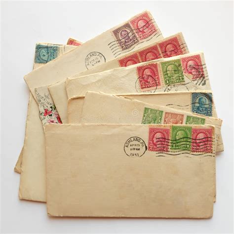 Blank Envelope On Pile Of Old Letters Envelopes Post Stamps Editorial