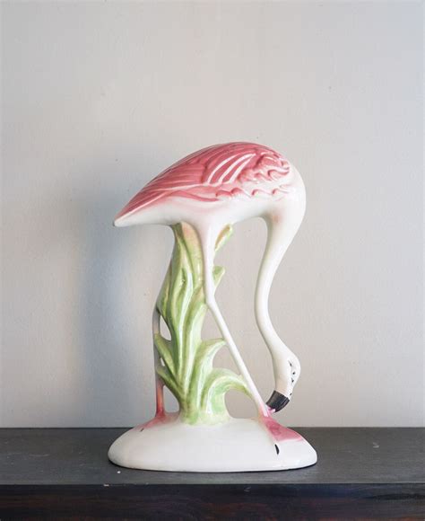 Vintage Ceramic Pink Flamingo Figurine Etsy Canada Vintage Ceramic