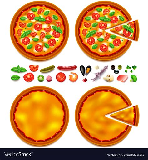 Pizza Ingredients Constructor Top View Royalty Free Vector