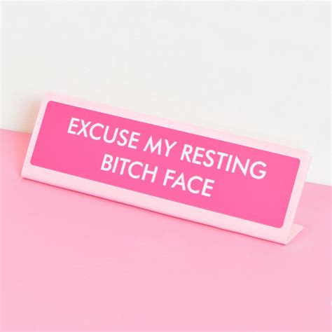 Excuse My Resting Bitch Face Desk Plate Sign Flamingo Candles