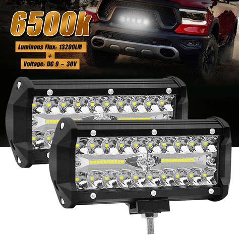 High Quality 2 Pieces 7 Inch 400w Three Row 40led Work Light 13200lm