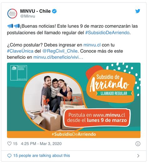 Revise las fechas del nuevo llamado y los montos actualizados que a partir de este viernes 15 de marzo se abre el llamado anual del subsidio de arriendo 2019. Subsidio de Arriendo 2020: Comienzan las postulaciones al ...