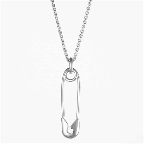 Vertical Safety Pin Necklace Silver Sterling Silver And Gold Vermeil
