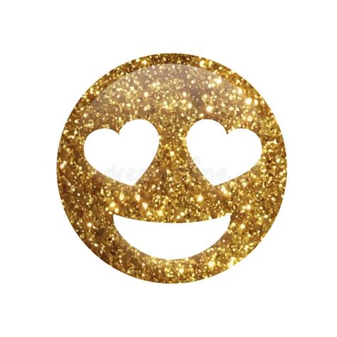 Emoji Glitter Golden People Face With Heart Eyes Stock Illustration