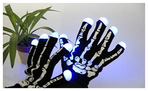 Led Black 6 Modes Light Flashing Skeleton Gloves